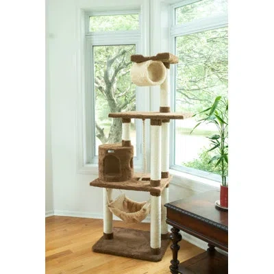 Armarkat 70" Premium Real Wood Cat Tree In Tan