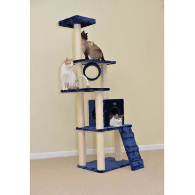 Armarkat 71" Classic Real Wood Cat Tree In Navy Blue