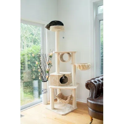 Armarkat 72" Pet Real Wood Entertainment Furniture Cat Tree In Beige
