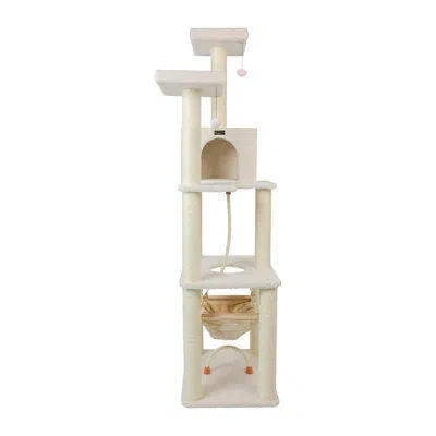 Armarkat 73" Classic Real Wood Jackson Galaxy Approved Cat Tree In Ivory