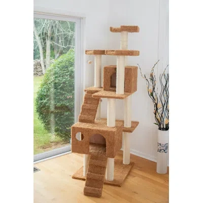 Armarkat 74" Classic Real Wood Cat Tree In Brown