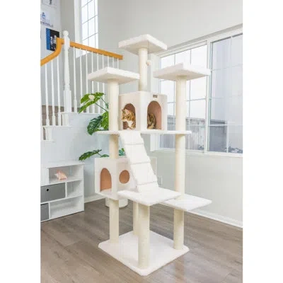 Armarkat 77" Classic Classic Real Wood Jackson Galaxy Approved Cat Tree In Ivory