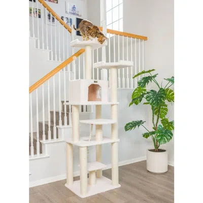 Armarkat 78" Premium Classic Real Wood Jackson Galaxy Approved Cat Tree In Ivory