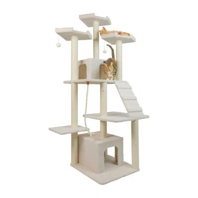 Armarkat 82" Classic Classic Real Wood Jackson Galaxy Approved Cat Tree In Ivory