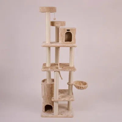 Armarkat 82 Inches Multi-level Big Cat Tree. Tall Multi-cats Tower With 2 Big Cat Condos In Beige