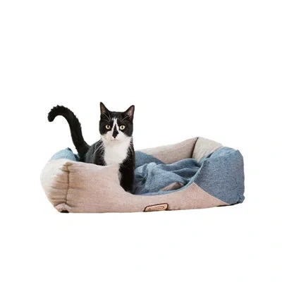 Armarkat Bolster Rectangle Cat Bed In Navy Blue