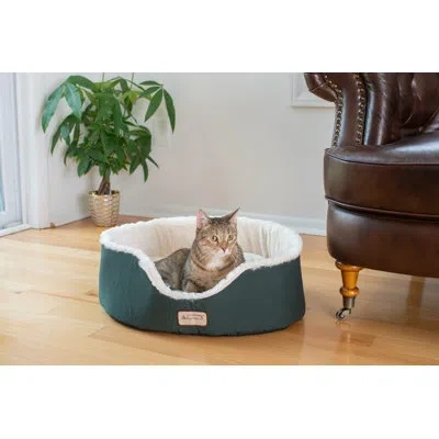 Armarkat Cat Bed In Laurel Bolster In Green;ivory