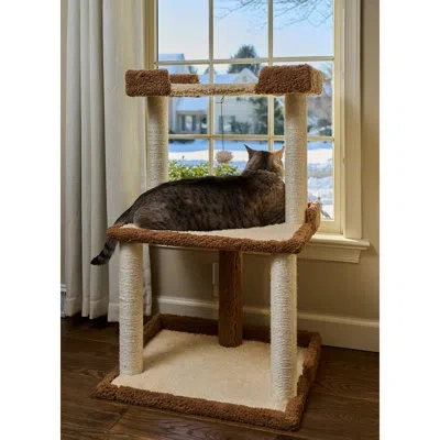 Armarkat Cat Tree For Large Cats, 41" Real Wood Cat Tower With Scratching Posts & Plush Perches, Multi-level  In Brown