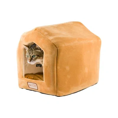 Armarkat House Shape Cat Bed Hooded In Brown