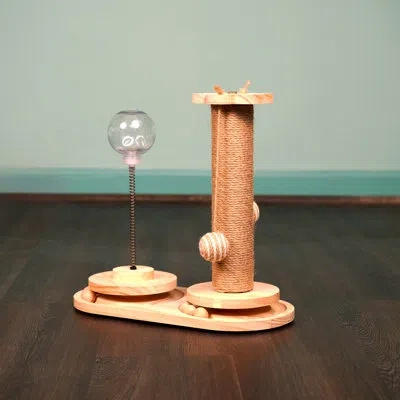 Armarkat Interactive Scratch Post And Activity Center -- The Ultimate Cat Playground S1501 In Natural Beige
