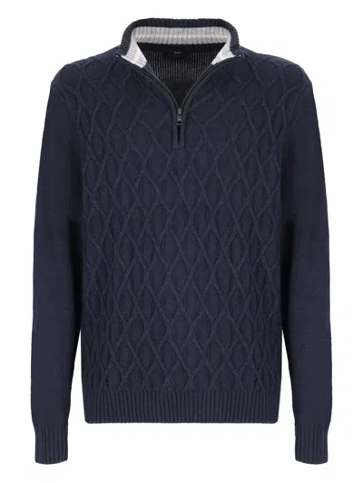 ARMATA DI MARE DIAMOND-PATTERN HALF-ZIP SWEATER