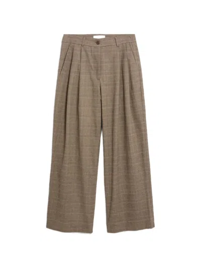 Armedangels Check Pleated Trousers In Green