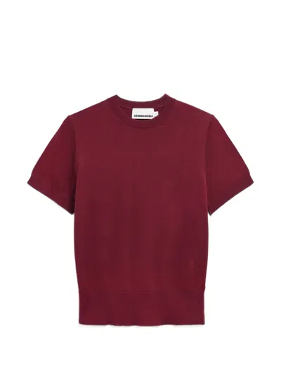 Armedangels Fine-knit Short-sleeve T-shirt In Red