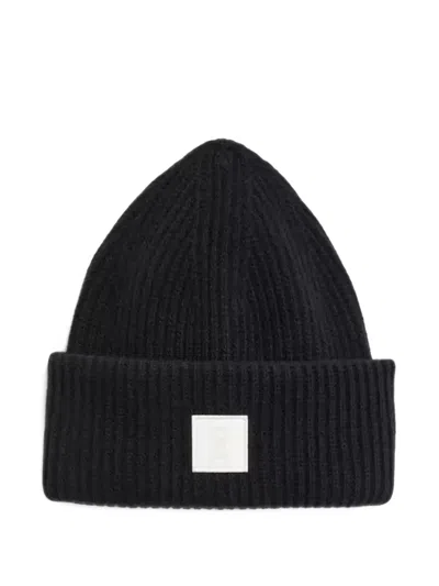 Armedangels Iconic Å Wool Beanie Hat In Black