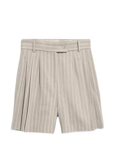Armedangels Kaayua Striped Pleated Shorts In Neutral