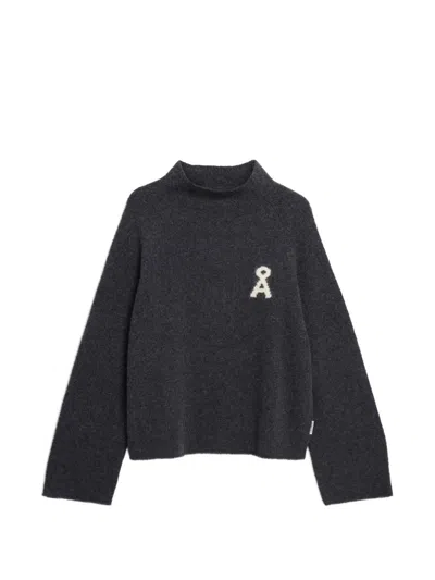 Armedangels Å Monalaa Bouclé-yarn Mock-neck Sweater In Grey