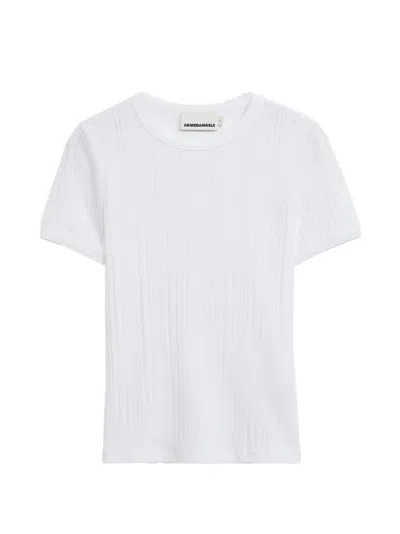 Armedangels Pointelle-knit Ribbed T-shirt In White