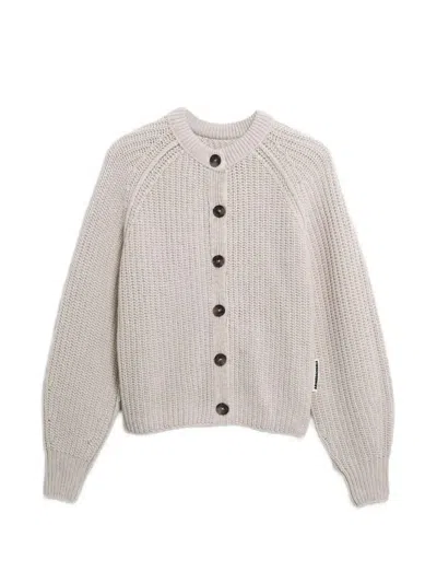Armedangels Rib-knit Raglan-sleeve Button-up Cardigan In Neutrals