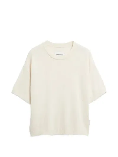 Armedangels Short-sleeve Fine-knit Sweater In White