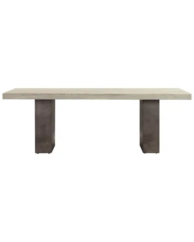 Armen Living Abbey Concrete And Grey Oak Wood Coffee Table In Silver