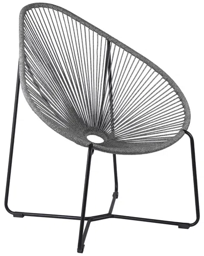 Armen Living Acapulco Indoor Outdoor Steel Papasan Lounge Chair In Black