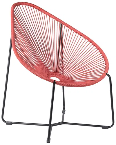 Armen Living Acapulco Indoor Outdoor Steel Papasan Lounge Chair In Black
