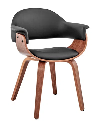 Armen Living Adalyn Walnut Wood Dining Room Accent Chair In Black
