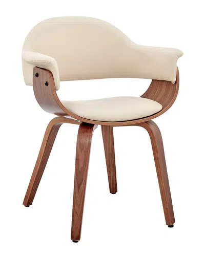Armen Living Adalyn Walnut Wood Dining Room Accent Chair In Cream