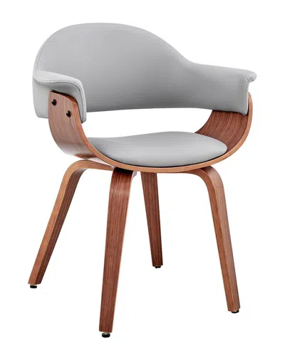 Armen Living Adalyn Walnut Wood Dining Room Accent Chair In Gray