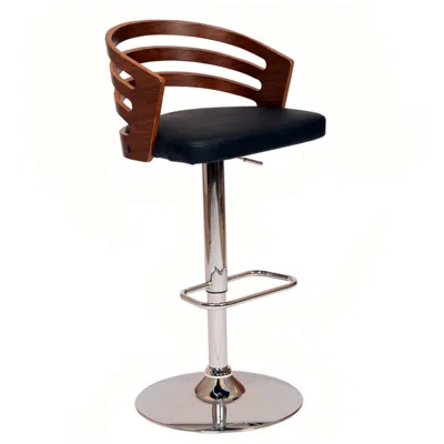 Armen Living Adele Black Faux Leather Adjustable Swivel Bar Stool In Multi