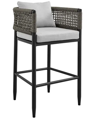 Armen Living Alegria Outdoor Patio Counter Height Bar Stool In Black