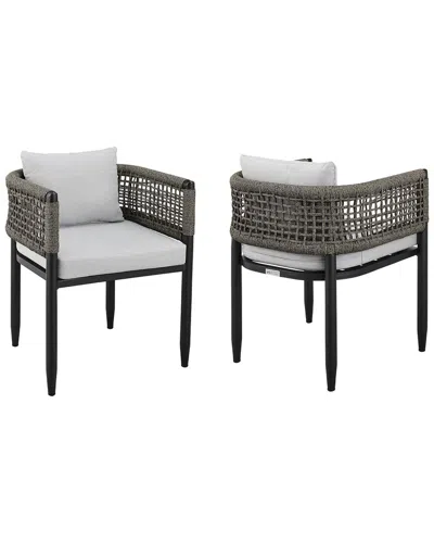 Armen Living Alegria Outdoor Patio Dining Chair In Black