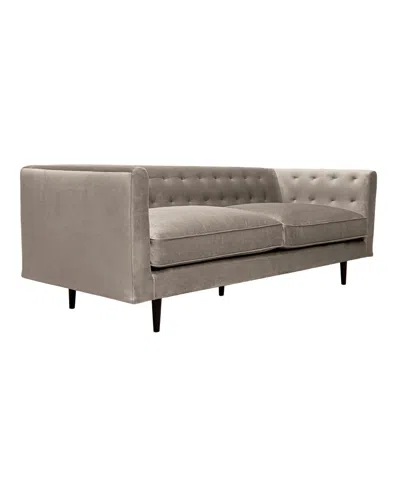 Armen Living Annabelle 80" Velvet With Wood Legs Sofa In Fossil Gray,black