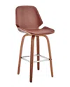 Armen Living Arabela 26in Brown Walnut Wood Swivel Bar Stool In Brown