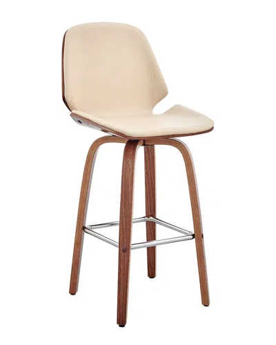 Armen Living Arabela 26in Walnut Wood Swivel Bar Stool In Cream