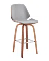 Armen Living Arabela 26in Walnut Wood Swivel Bar Stool In Gray