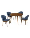 Armen Living Arcadia & Juno 48in Round & Walnut Wood 5pc Dining Set