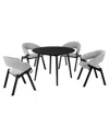 Armen Living Arcadia And Talulah 42in Round Wood 5pc Dining Set In Black