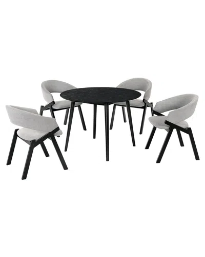 Armen Living Arcadia And Talulah 42in Round Wood 5pc Dining Set In Black