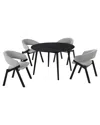 Armen Living Arcadia & Talulah 48in Round Grey & Black Wood 5pc Dining Set