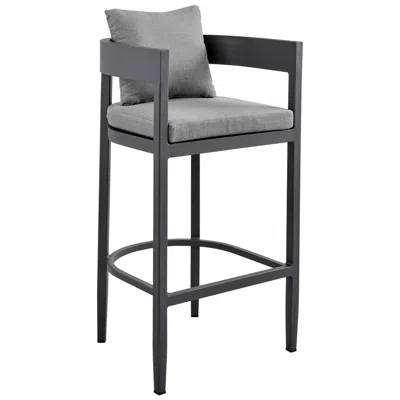 Armen Living Argiope Outdoor Patio Bar Stool In Aluminum With Cushions