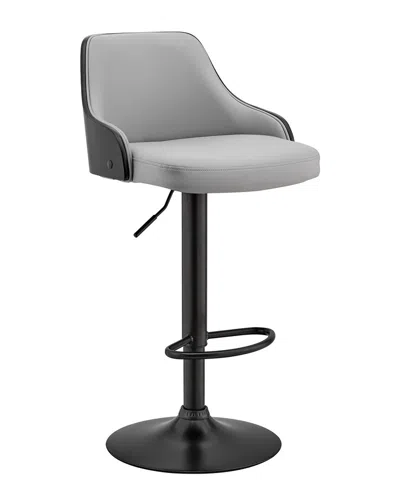 Armen Living Asher Adjustable Grey Finish Bar Stool In Gray