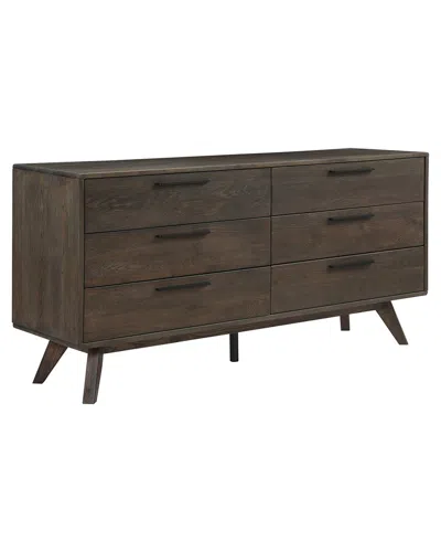 Armen Living Astoria Oak Dresser For Bedroom With 6 Drawers In Brown