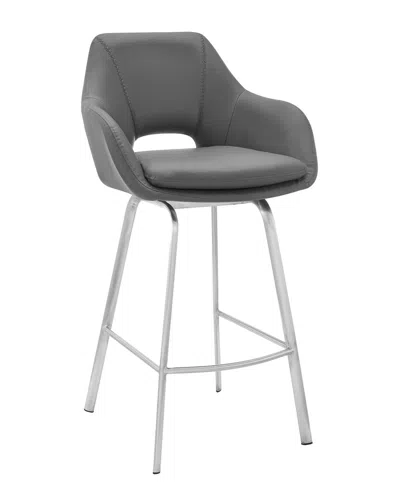 Armen Living Aura Swivel 30in Bar Stool In Gray
