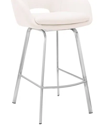 Armen Living Aura Swivel 30in Bar Stool In White