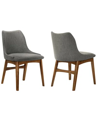 Armen Living Azalea Walnut Wood Dining Side Chairs In Gray