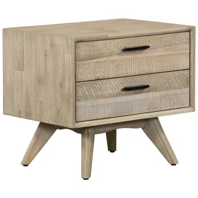 Armen Living Baly Mid-century Nightstand With 2 Drawers In Gray Acacia Wood In Neutral