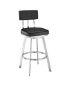 ARMEN LIVING BENJAMIN 30" SWIVEL BAR STOOL IN BRUSHED STAINLESS STEEL WITH FAUX LEATHER