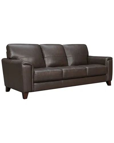 Armen Living Bergen 87in Espresso Leather Square Arm Sofa