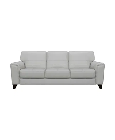 Armen Living Bergen 88" Genuine Leather Square Arm Sofa In Dove Gray